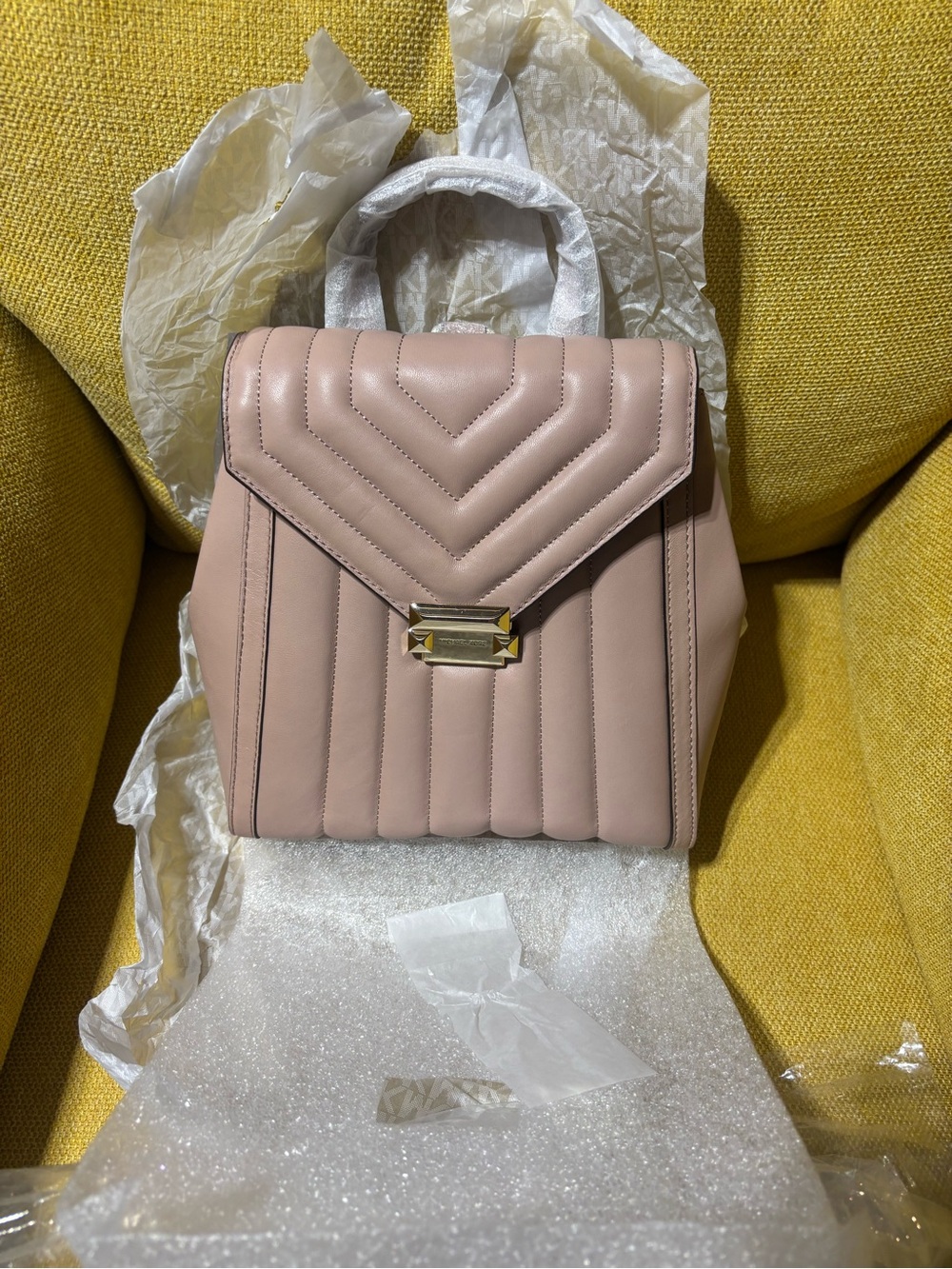 MICHAEL Michael Kors Blush Quilted Flap Backpack